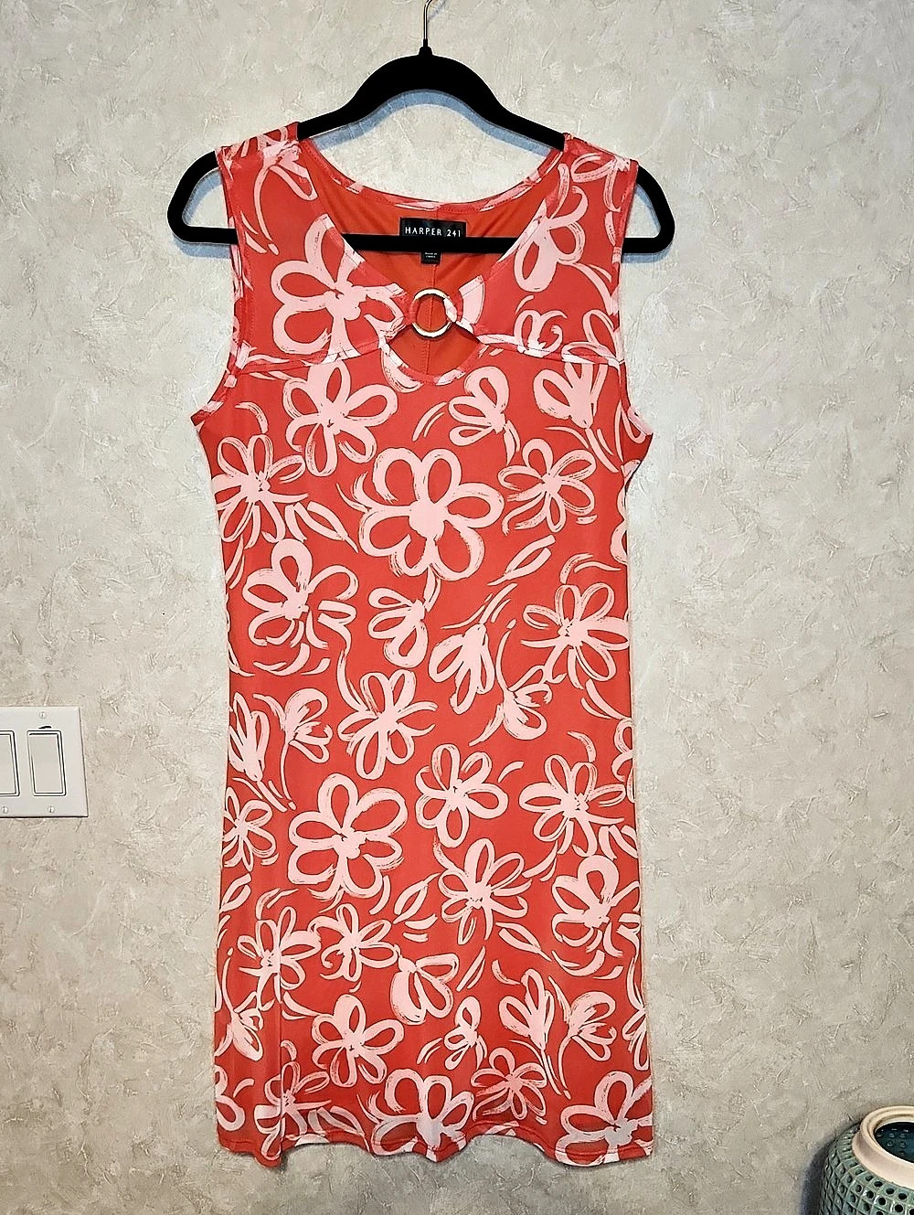 Harper 241 Floral Mini Dress in Orange & White Size Medium